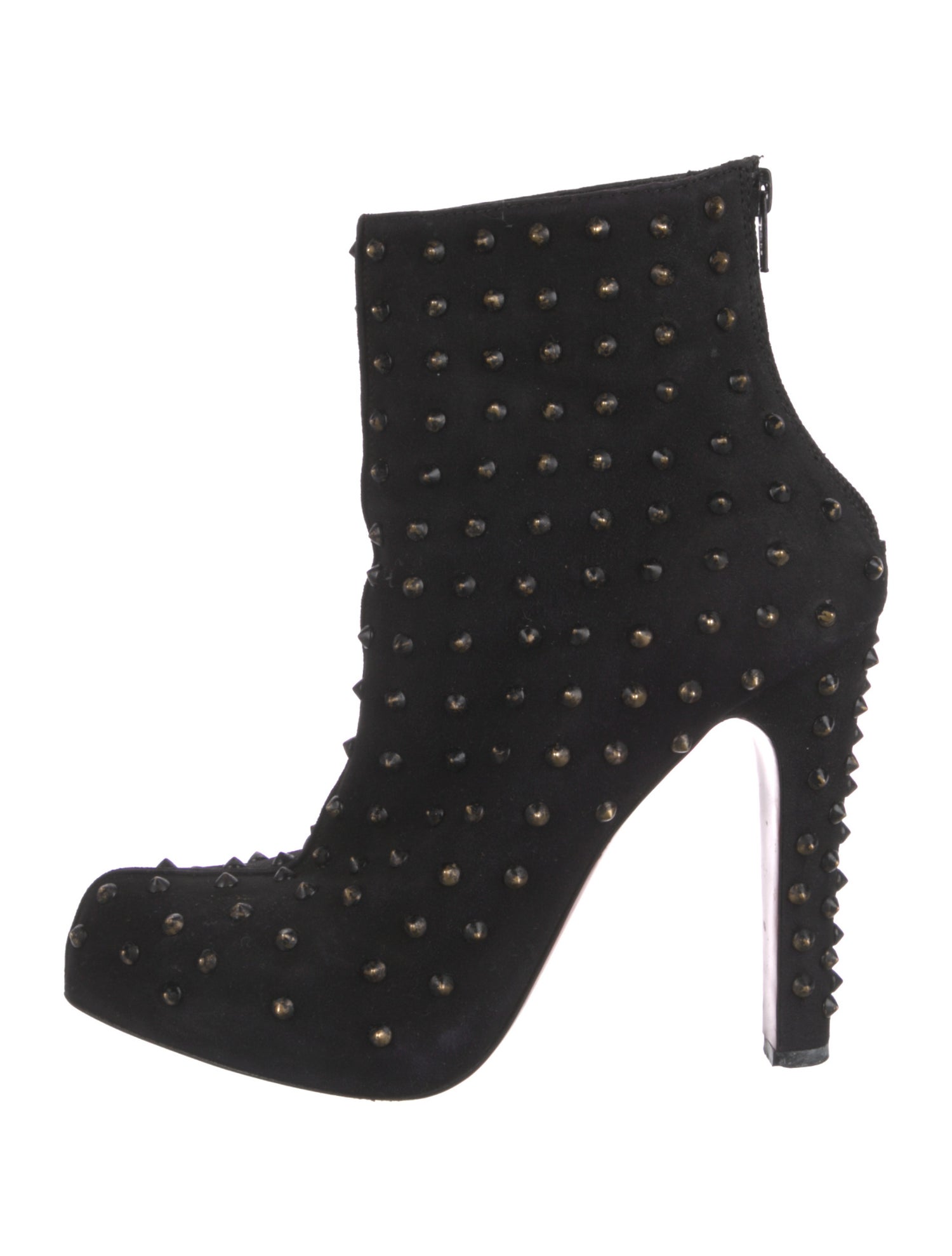 Christian Louboutin Suede Studded Accents Lace-Up Boots