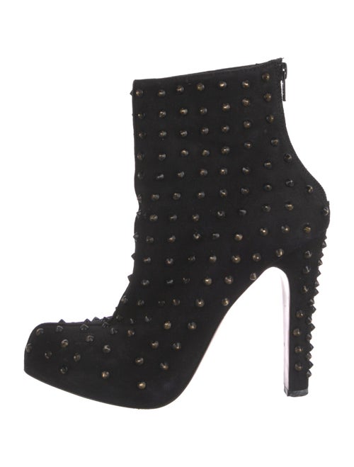 Christian Louboutin Suede Studded Accents Lace-Up Boots