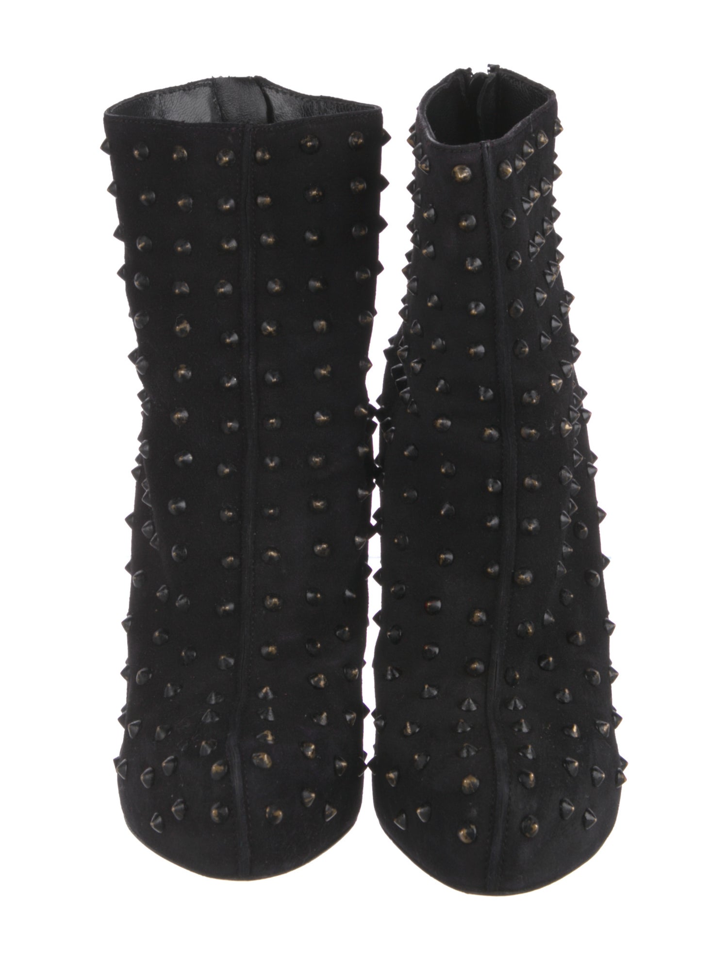 Christian Louboutin Suede Studded Accents Lace-Up Boots