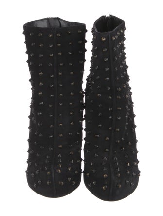 Christian Louboutin Suede Studded Accents Lace-Up Boots