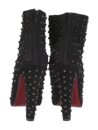 Christian Louboutin Suede Studded Accents Lace-Up Boots