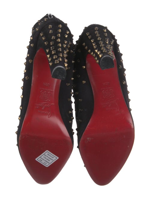 Christian Louboutin Suede Studded Accents Lace-Up Boots
