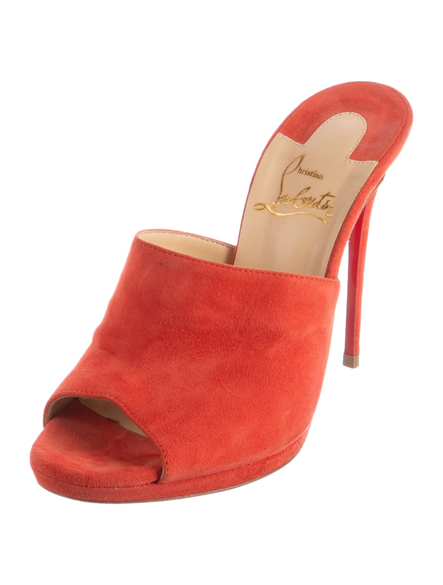 Christian Louboutin Suede Sequin Embellishments Slides