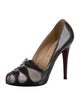 Christian Louboutin Patent Leather Mesh Accents Pumps