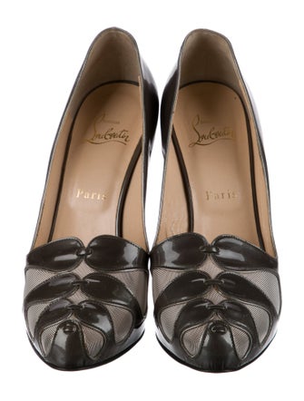 Christian Louboutin Patent Leather Mesh Accents Pumps