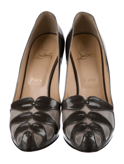 Christian Louboutin Patent Leather Mesh Accents Pumps