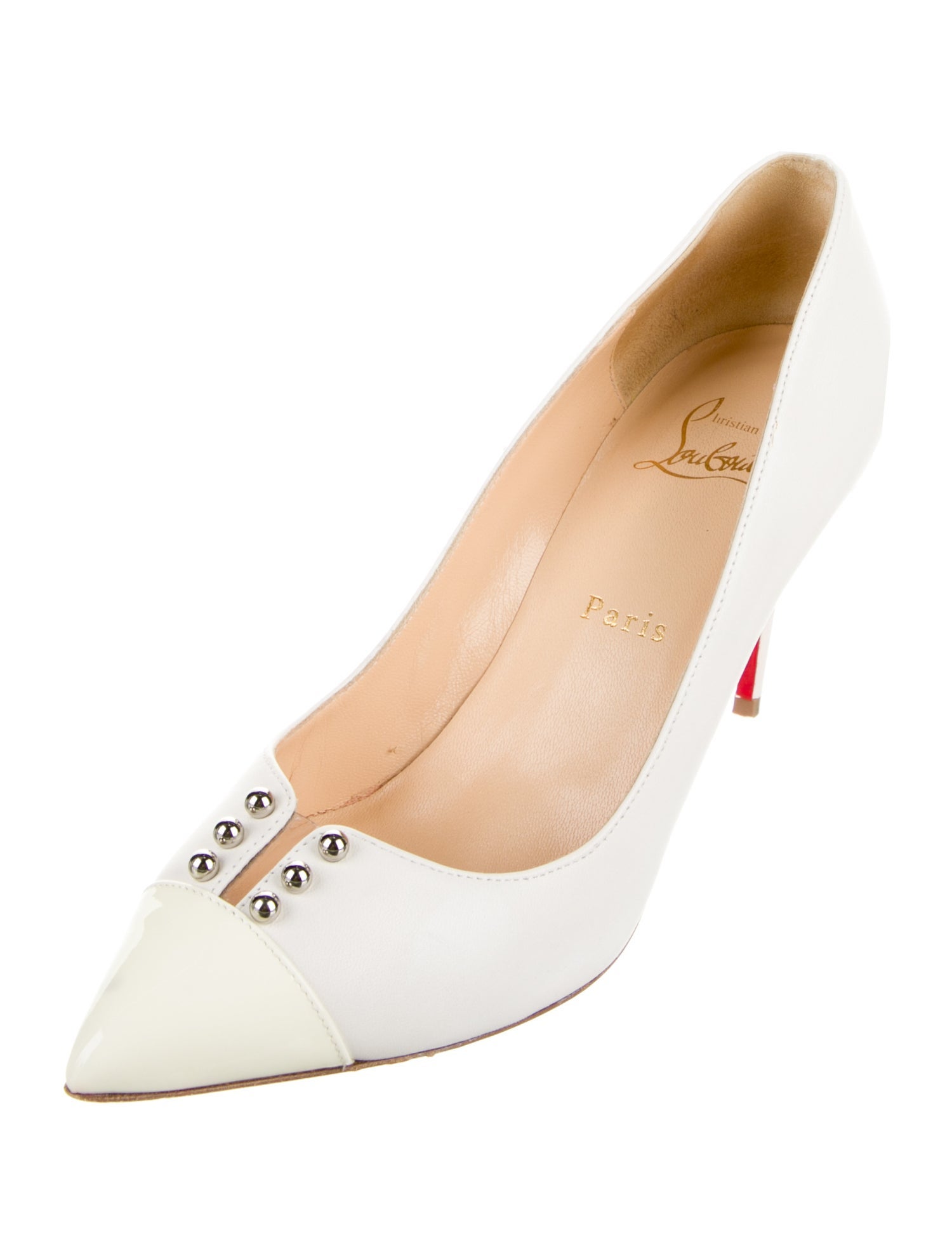 Christian Louboutin Leather Studded Accents Pumps