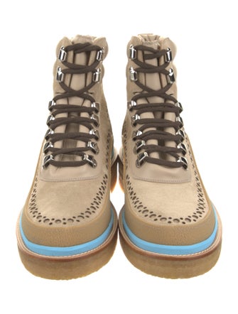 Christian Louboutin Suede Lasercut Accents Lace-Up Boots