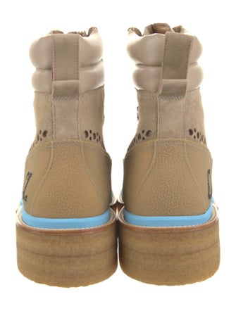 Christian Louboutin Suede Lasercut Accents Lace-Up Boots