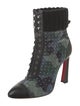 Christian Louboutin Suede Camouflage Print Lace-Up Boots