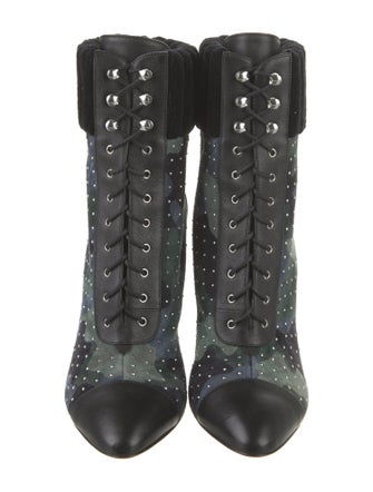 Christian Louboutin Suede Camouflage Print Lace-Up Boots