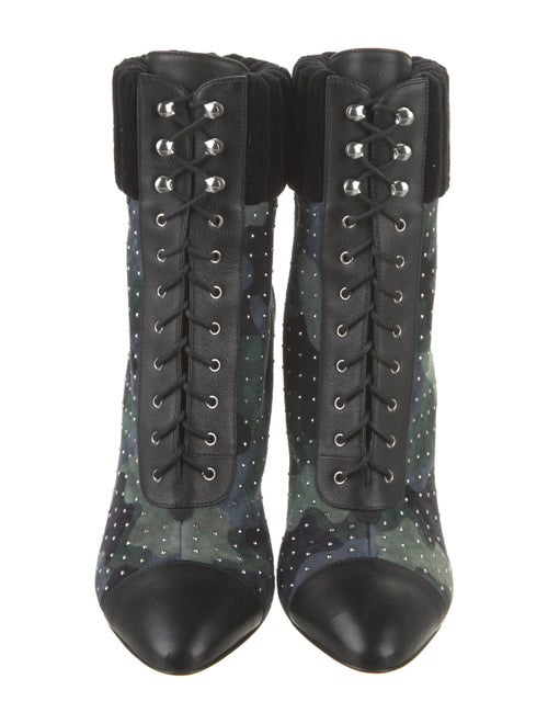 Christian Louboutin Suede Camouflage Print Lace-Up Boots