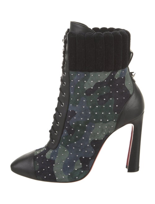 Christian Louboutin Suede Camouflage Print Lace-Up Boots