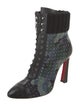 Christian Louboutin Suede Camouflage Print Lace-Up Boots