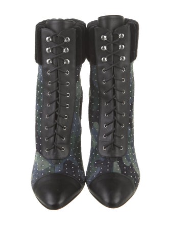 Christian Louboutin Suede Camouflage Print Lace-Up Boots