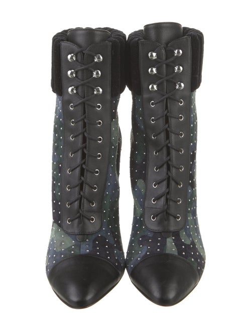 Christian Louboutin Suede Camouflage Print Lace-Up Boots