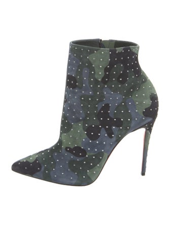 Christian Louboutin Suede Camouflage Print Boots