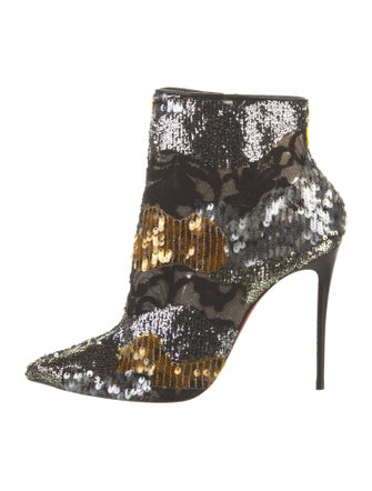 Christian Louboutin Sequins Lace Trim Embellishment Boots