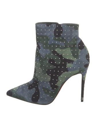 Christian Louboutin Suede Camouflage Print Boots