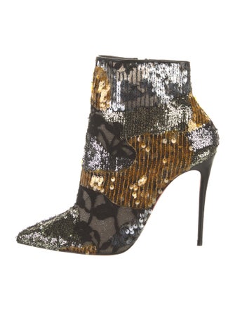 Christian Louboutin Sequins Lace Trim Embellishment Boots