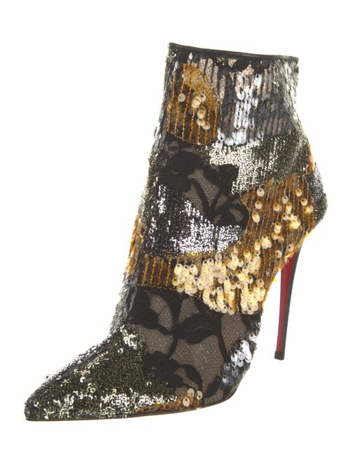 Christian Louboutin Sequins Lace Trim Embellishment Boots