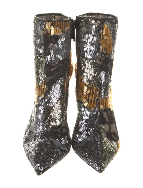 Christian Louboutin Sequins Lace Trim Embellishment Boots
