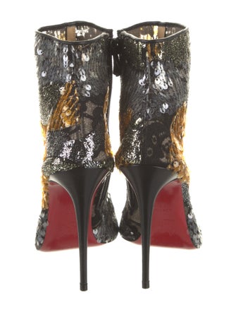 Christian Louboutin Sequins Lace Trim Embellishment Boots