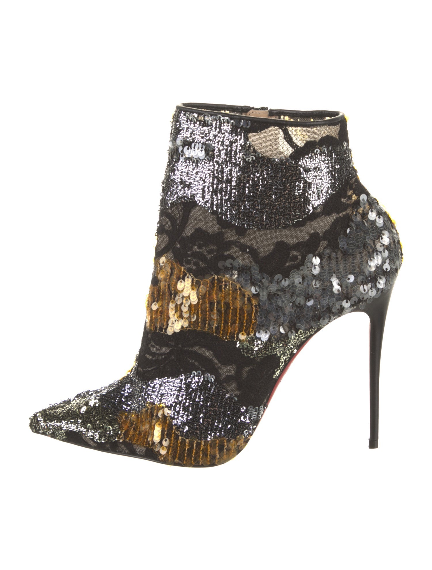 Christian Louboutin Sequins Lace Trim Embellishment Boots