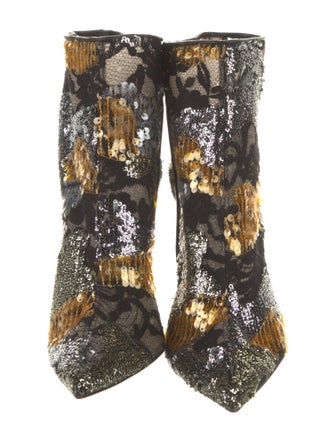 Christian Louboutin Sequins Lace Trim Embellishment Boots