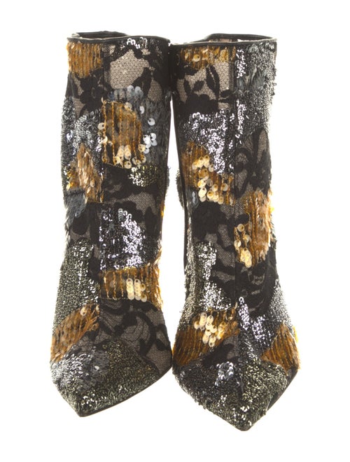 Christian Louboutin Sequins Lace Trim Embellishment Boots