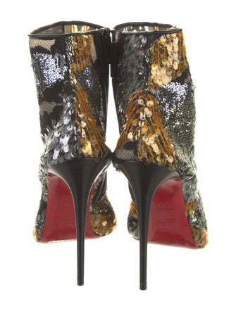 Christian Louboutin Sequins Lace Trim Embellishment Boots