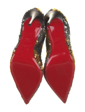 Christian Louboutin Sequins Lace Trim Embellishment Boots