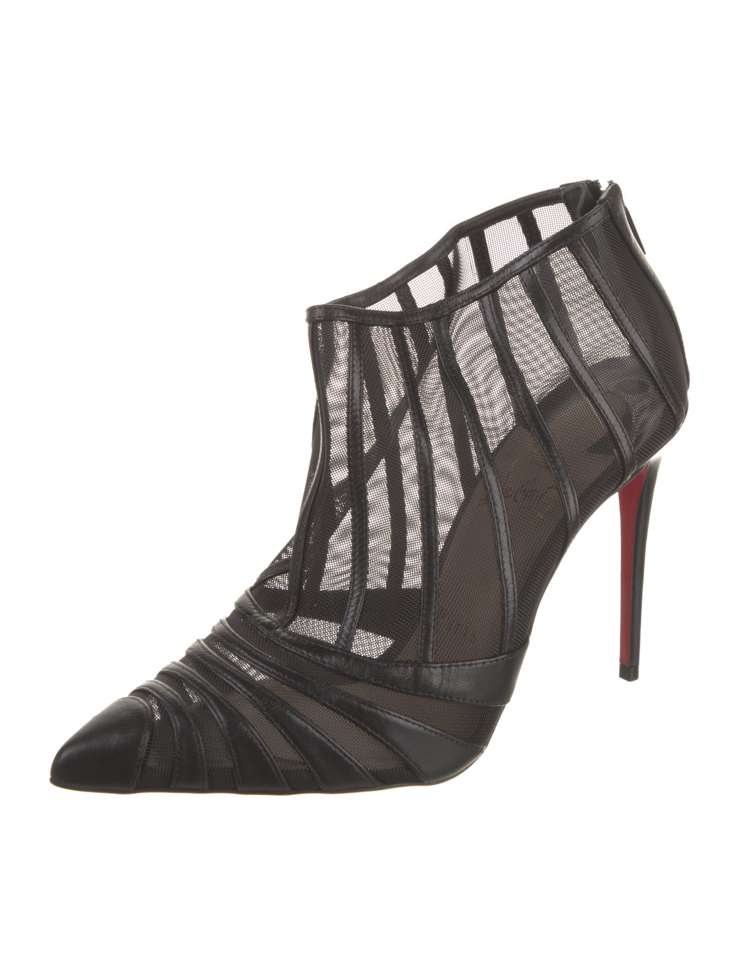 Christian Louboutin Leather Mesh Accents Boots