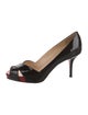 Christian Louboutin Patent Leather Cutout Accent Pumps