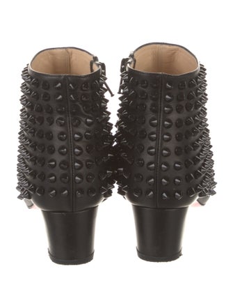 Christian Louboutin Leather Studded Accents Lace-Up Boots