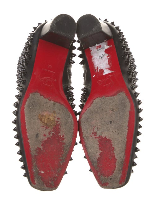 Christian Louboutin Leather Studded Accents Lace-Up Boots