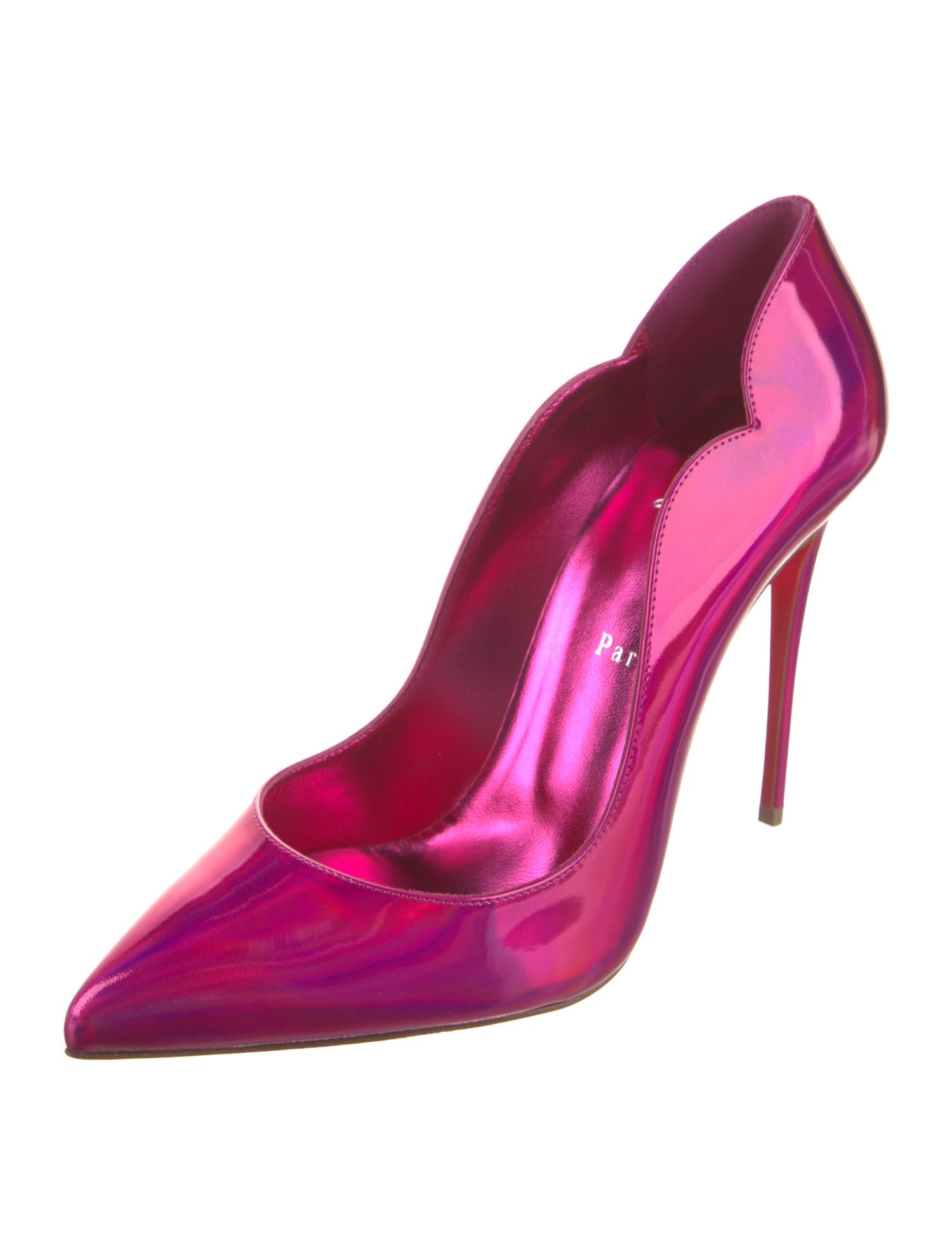 Christian Louboutin Patent Leather Scalloped Accent D'Orsay Pumps