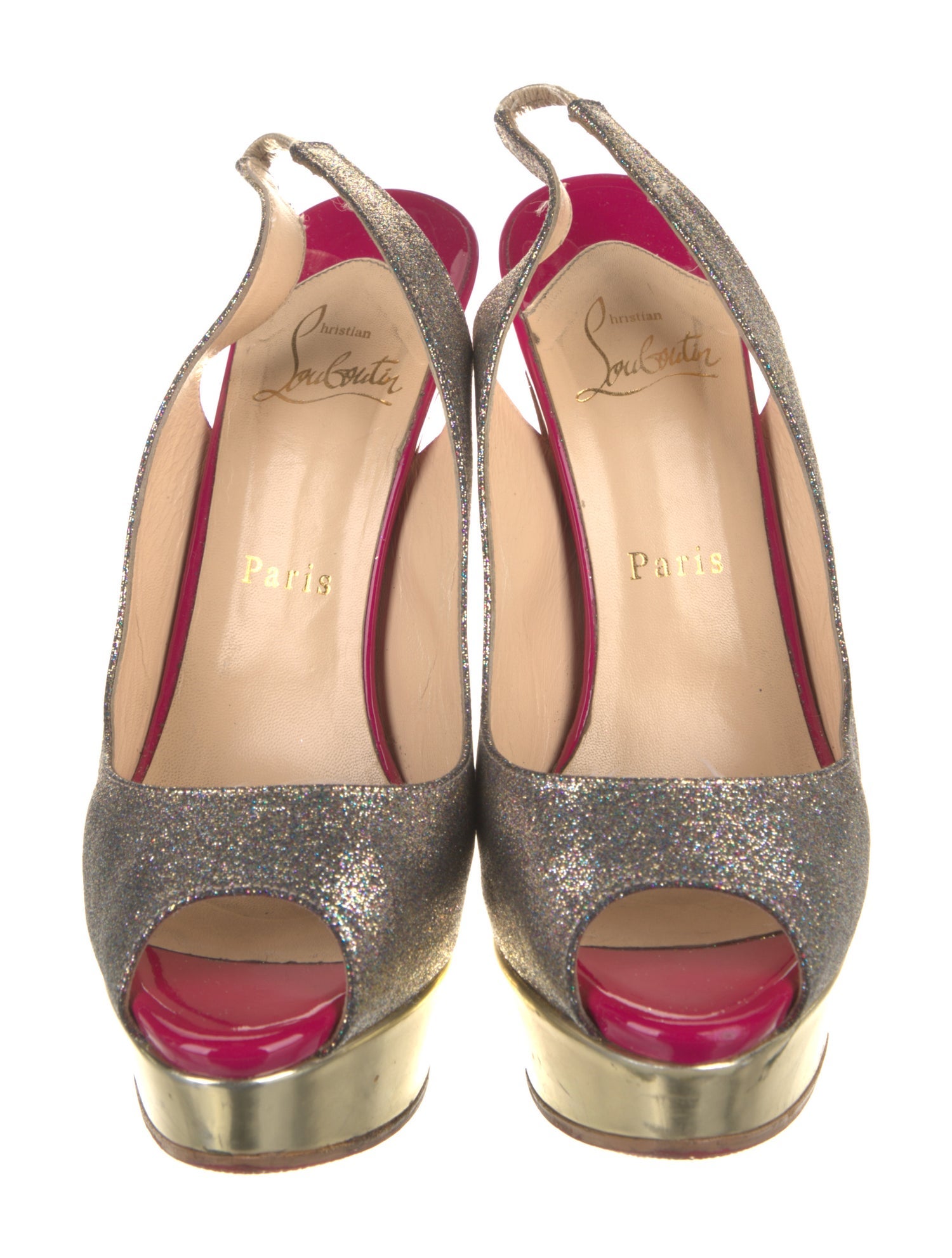 Christian Louboutin Glitter Glitter Accents Slingback Pumps