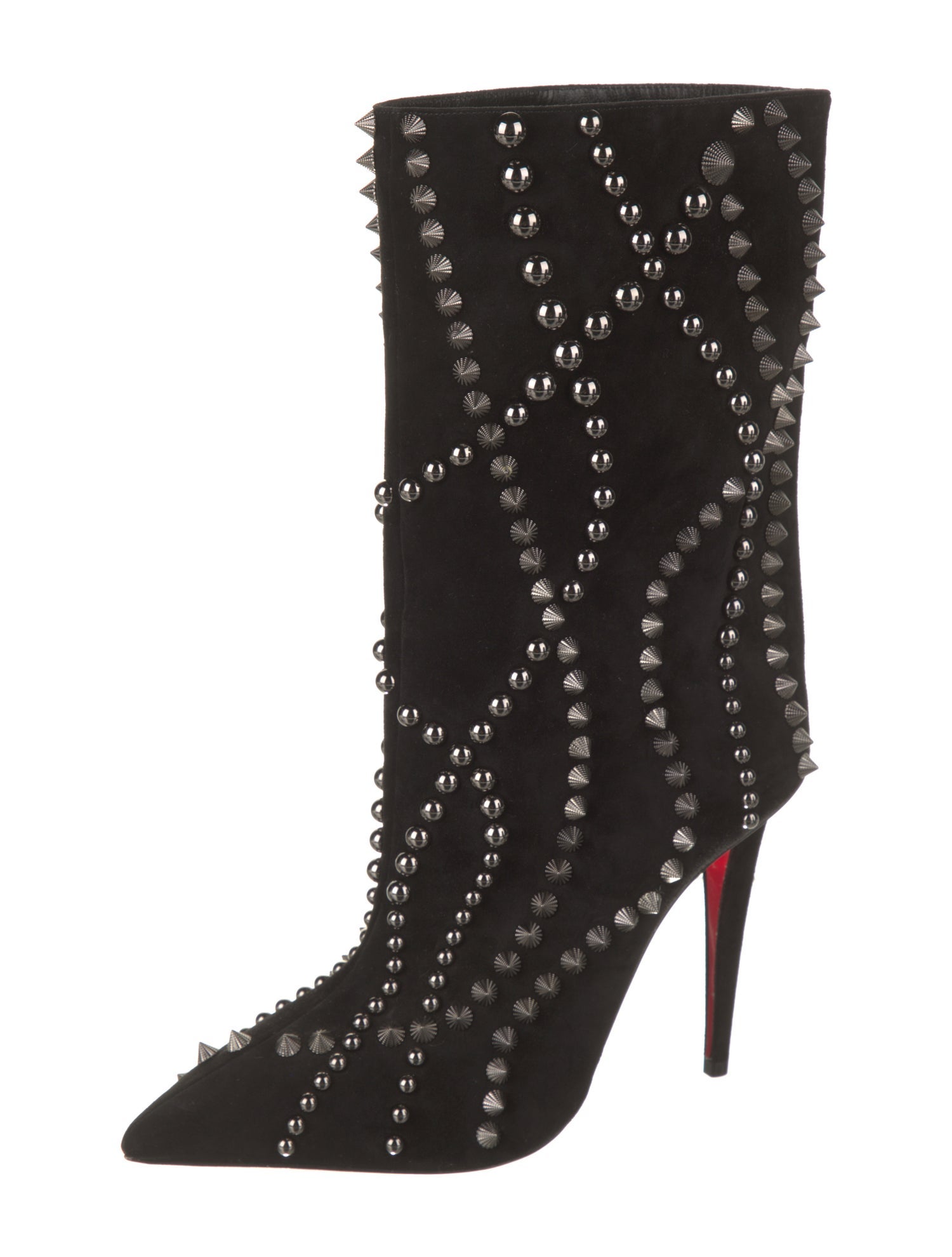 Christian Louboutin Spike Accents Suede Boots