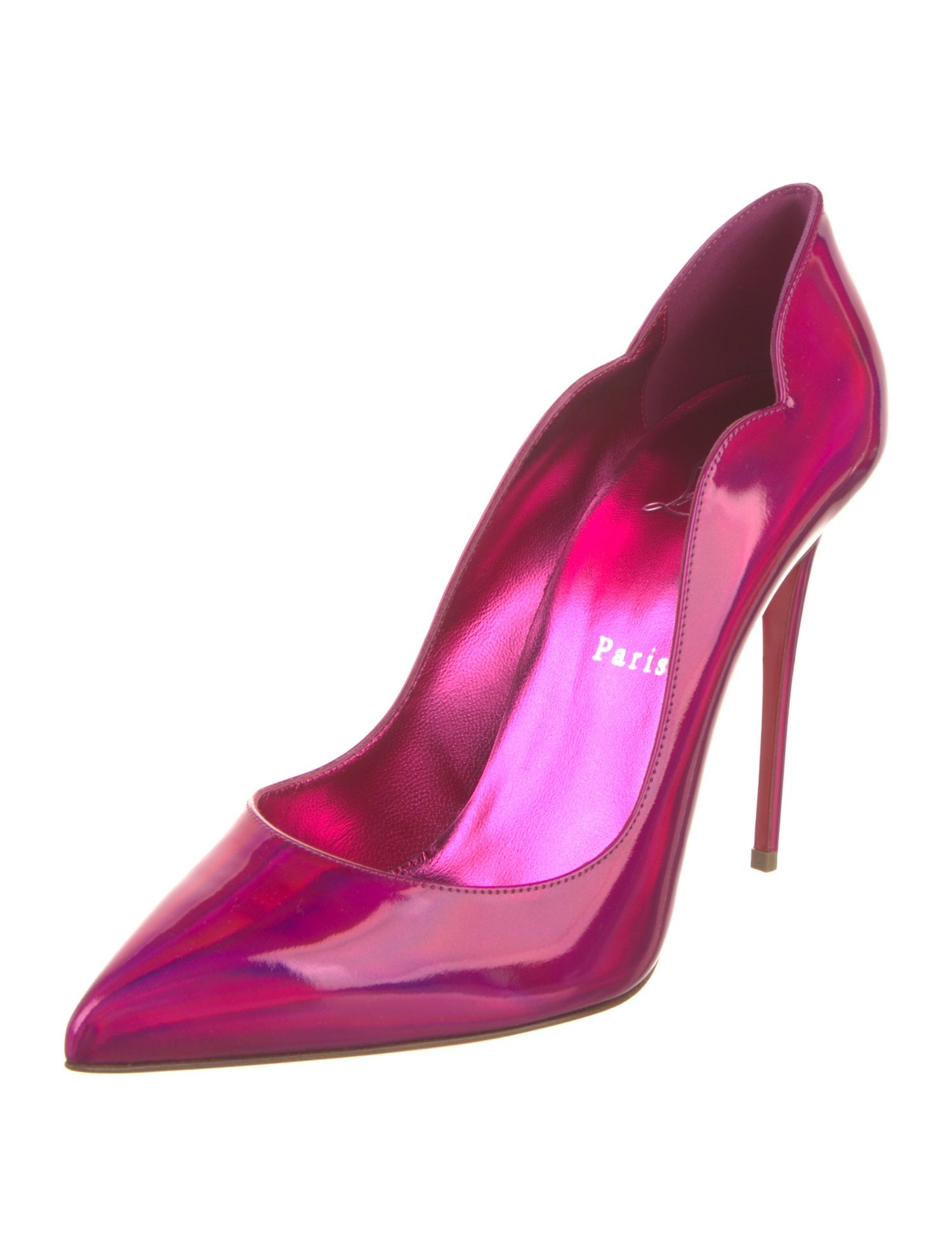 Christian Louboutin Patent Leather Scalloped Accent Pumps