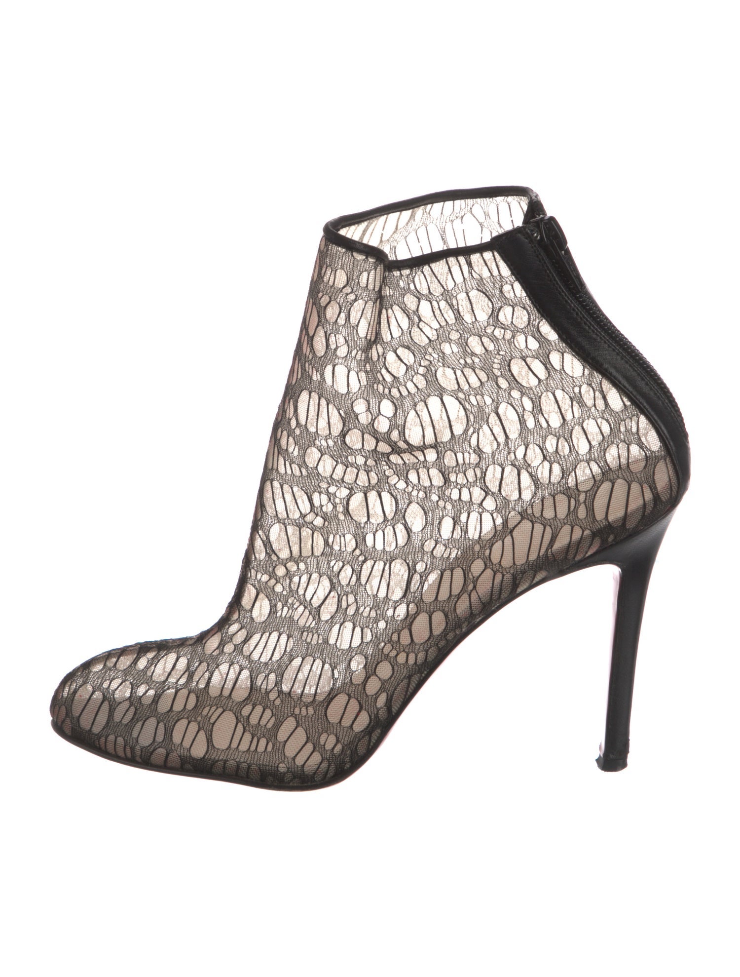 Christian Louboutin Lace Pattern Leather Trim Embellishment Boots