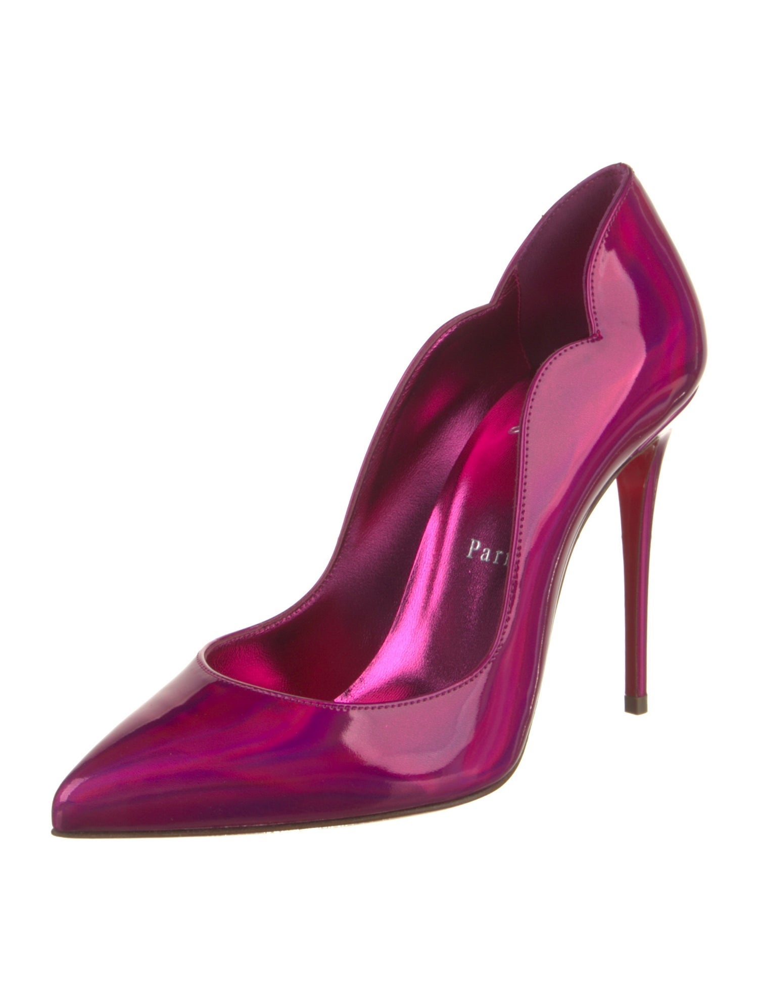 Christian Louboutin Patent Leather Scalloped Accent Pumps