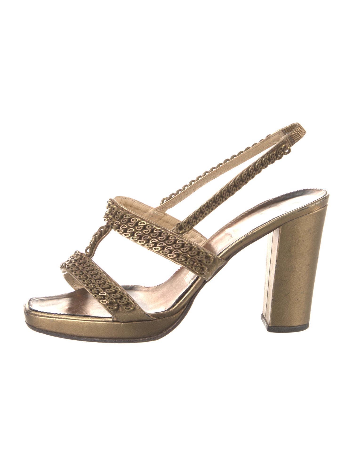 Christian Louboutin Leather Chain-Link Accents Sandals
