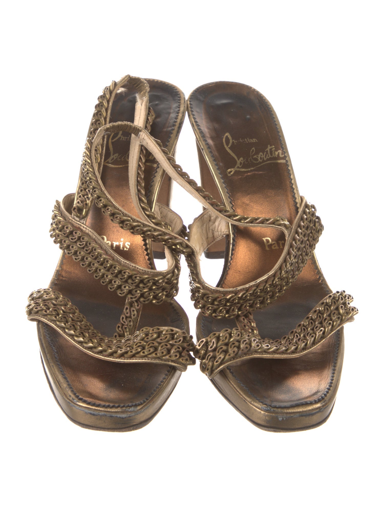 Christian Louboutin Leather Chain-Link Accents Sandals
