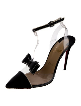 Christian Louboutin Satin Bow Accents T-Strap Pumps