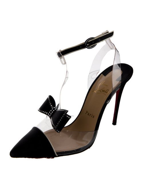 Christian Louboutin Satin Bow Accents T-Strap Pumps