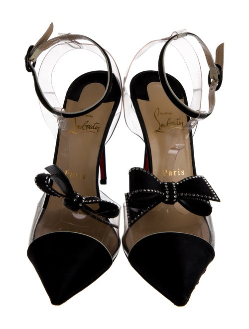 Christian Louboutin Satin Bow Accents T-Strap Pumps