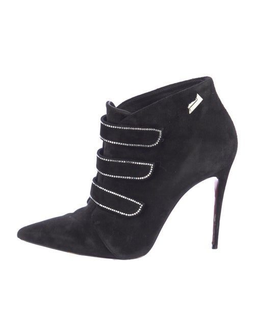 Christian Louboutin Suede Crystal Embellishments Lace-Up Boots