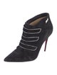 Christian Louboutin Suede Crystal Embellishments Lace-Up Boots