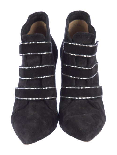 Christian Louboutin Suede Crystal Embellishments Lace-Up Boots